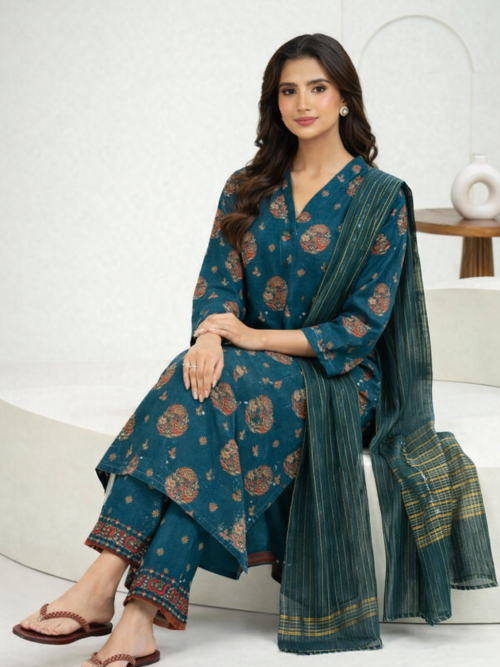 3 Piece Lawn Suit-Paste Print Unstitched)